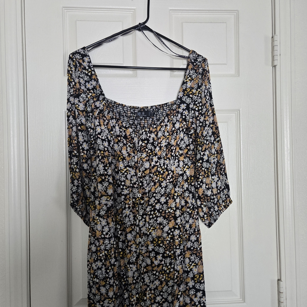 Floral Black and White Dress